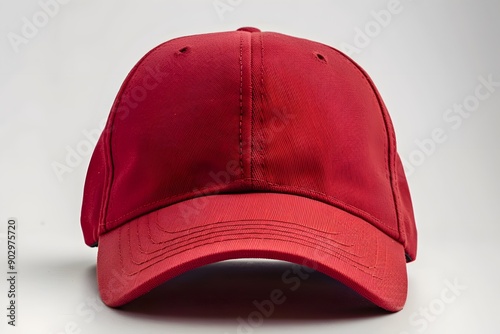 Classic Red Baseball Cap on a Neutral Background