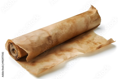 Rolled Brown Paper with a Crinkled Texture photo