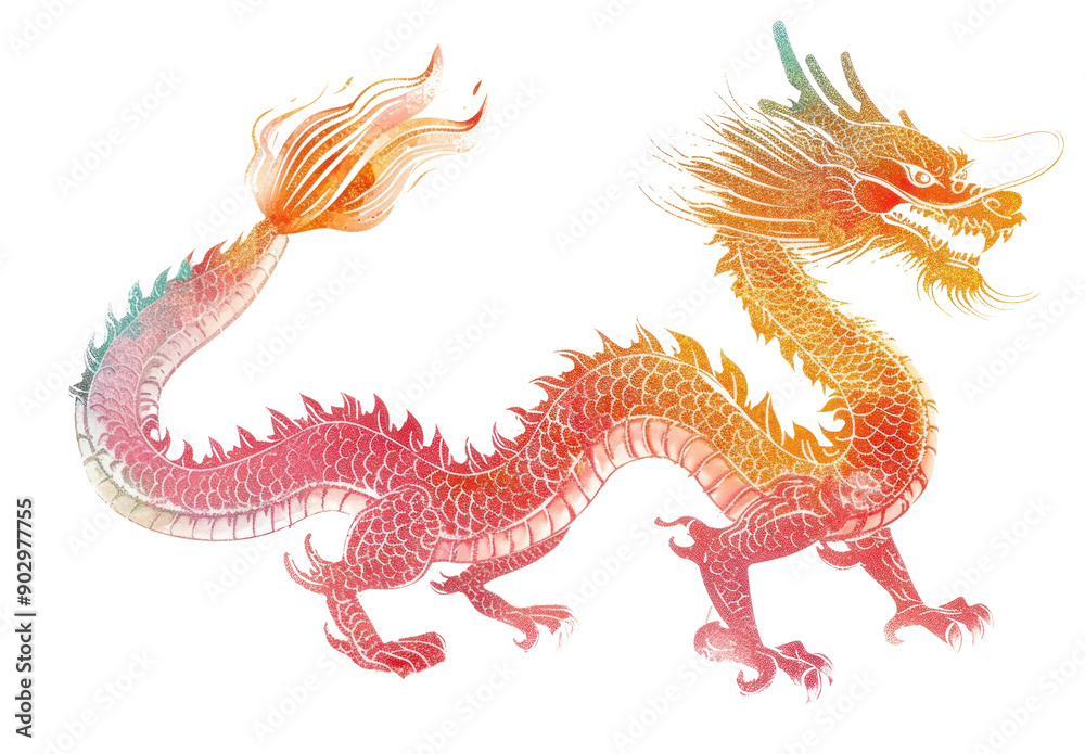 Fototapeta premium PNG Chinese dragon representation creativity tradition.