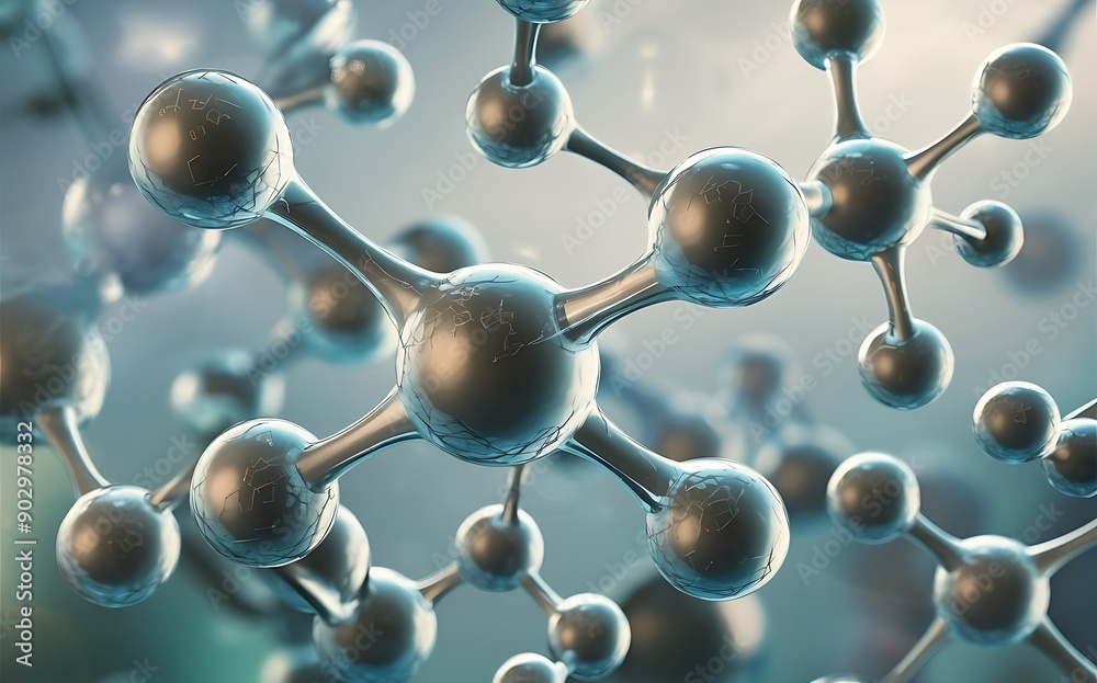 3d illustration of molecule model. Science background wit