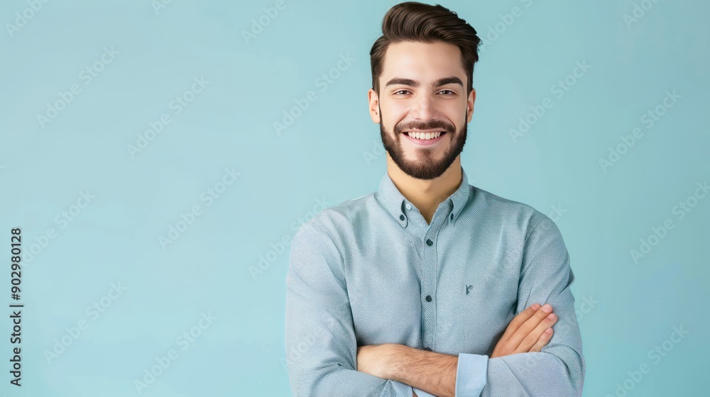 Fototapeta premium Feeling confident with a proud stance and a bright smile, receiving a promotion.