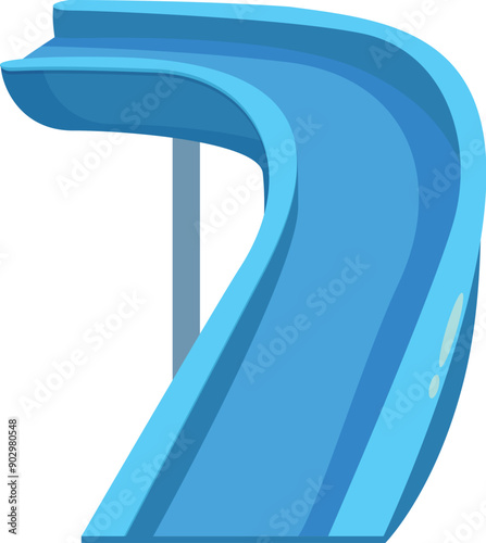 Blue water slide standing on white background for having fun in aquapark