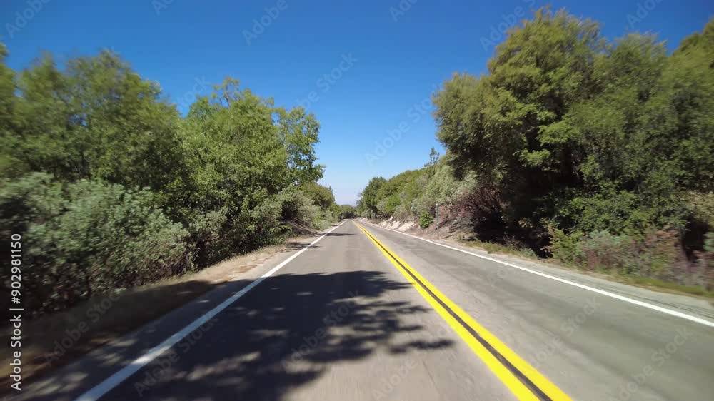Kings Canyon Scenic Byway West Section 14 Eastbound MultiCam Rear View Driving Plate California USA Kings Canyon Scenic Byway West Section 14 Eastbound MultiCam Rear View Driving Plate California USA