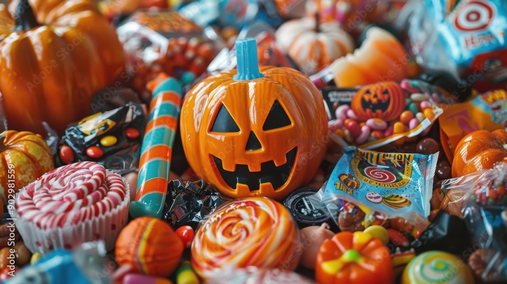 Fototapeta premium A Colorful Assortment of Halloween Treats and Candies