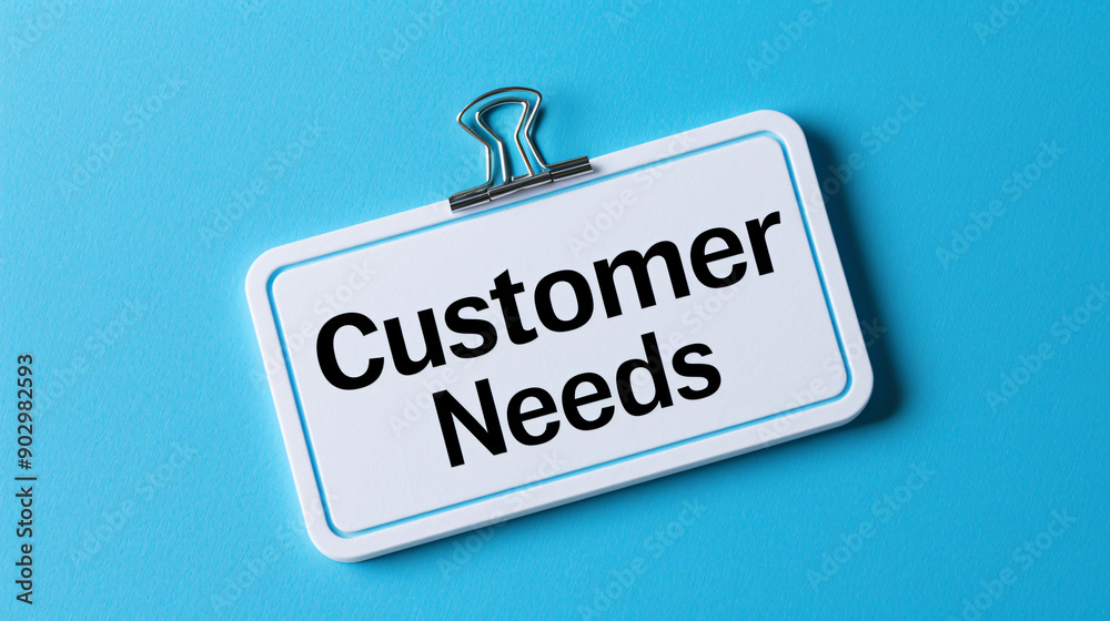 White sign showing customer needs concept on blue background White sign showing customer needs concept on blue background