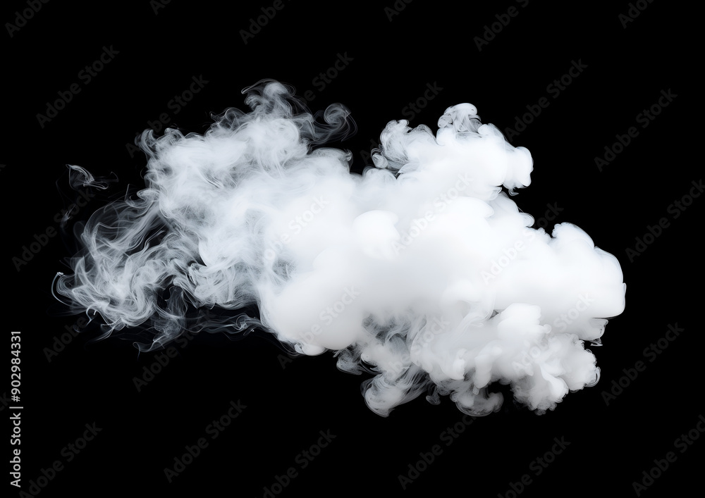 White Smoke Cloud in Motion on Black Background, Isolated on Black Background, Studio Shot White Smoke Cloud in Motion on Black Background, Isolated on Black Background, Studio Shot