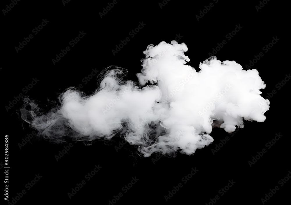 White Smoke Cloud in Motion on Black Background, Isolated on Black Background, Studio Shot White Smoke Cloud in Motion on Black Background, Isolated on Black Background, Studio Shot