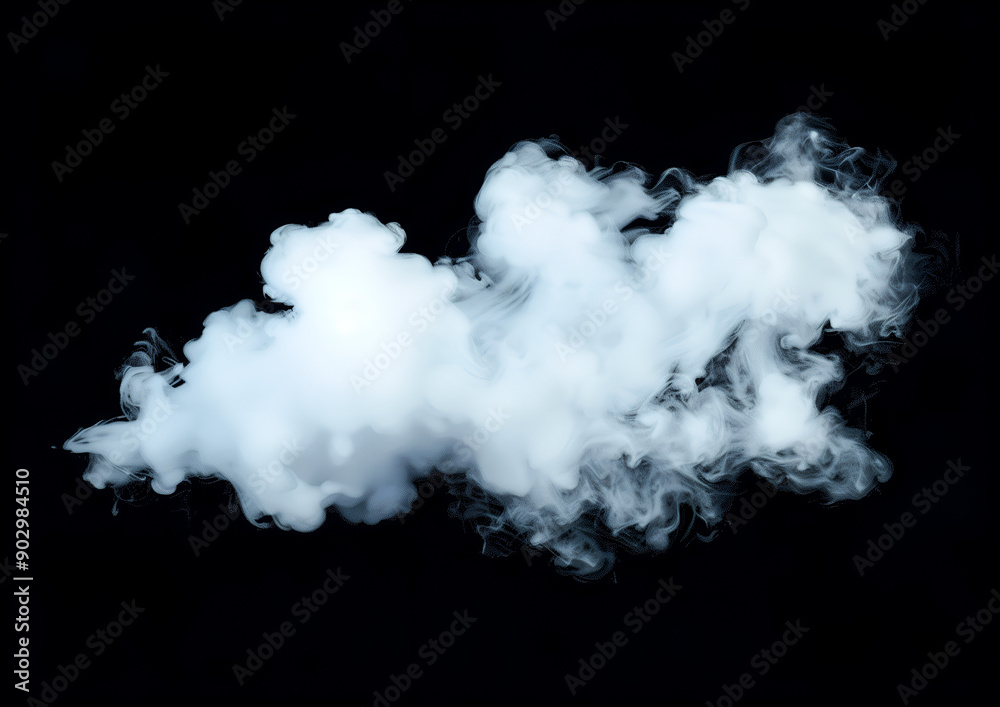White Smoke Cloud in Motion on Black Background, Isolated on Black Background, Studio Shot White Smoke Cloud in Motion on Black Background, Isolated on Black Background, Studio Shot