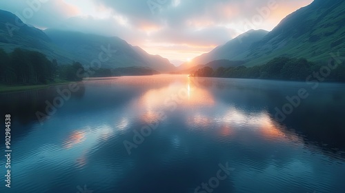 Drone View of Majestic Mountain Lake 