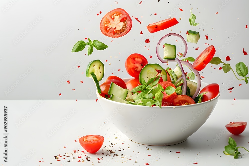 Fresh and Vibrant Salad Ingredients in Motion Fresh and Vibrant Salad Ingredients in Motion