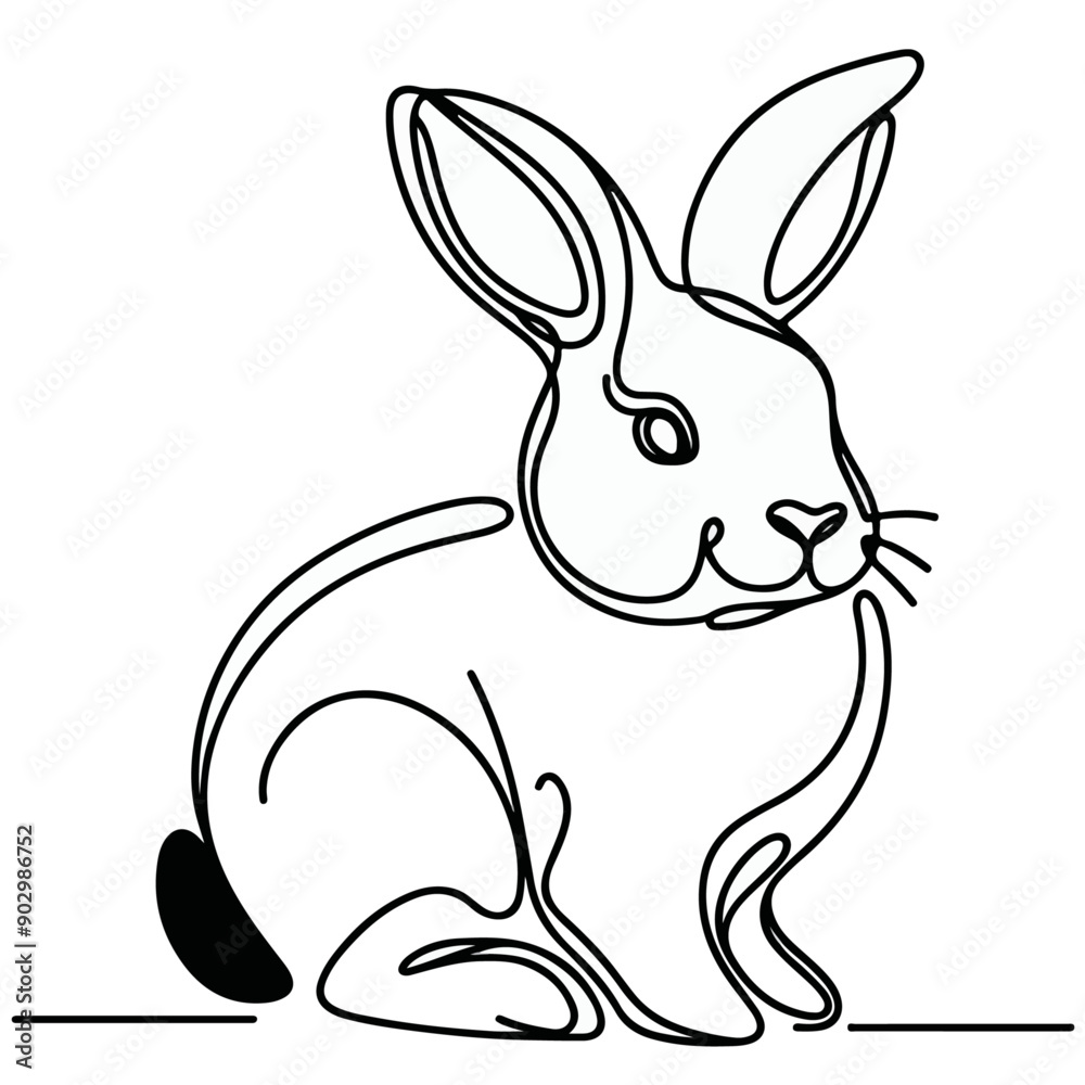 easter single bunny continuous line art, Rabbit line art icon. Abstract outline rabbit easter single bunny continuous line art, Rabbit line art icon. Abstract outline rabbit