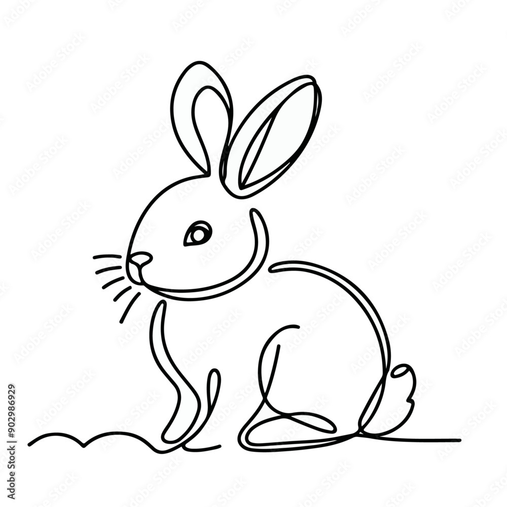 easter single bunny continuous line art, Rabbit line art icon. Abstract outline rabbit easter single bunny continuous line art, Rabbit line art icon. Abstract outline rabbit