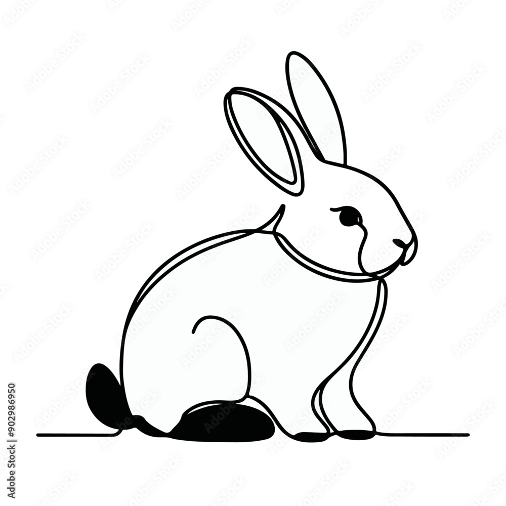 easter single bunny continuous line art, Rabbit line art icon. Abstract outline rabbit easter single bunny continuous line art, Rabbit line art icon. Abstract outline rabbit