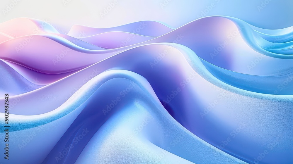 Obraz premium A dynamic wave pattern showcasing smooth curves in soothing blue and purple gradients, perfect for abstract backgrounds.