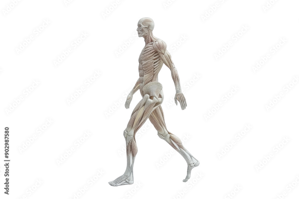 Human muscular system illustration showing a side view of anatomical muscle structure, perfect for educational and medical purposes. Human muscular system illustration showing a side view of anatomical muscle structure, perfect for educational and medical purposes.