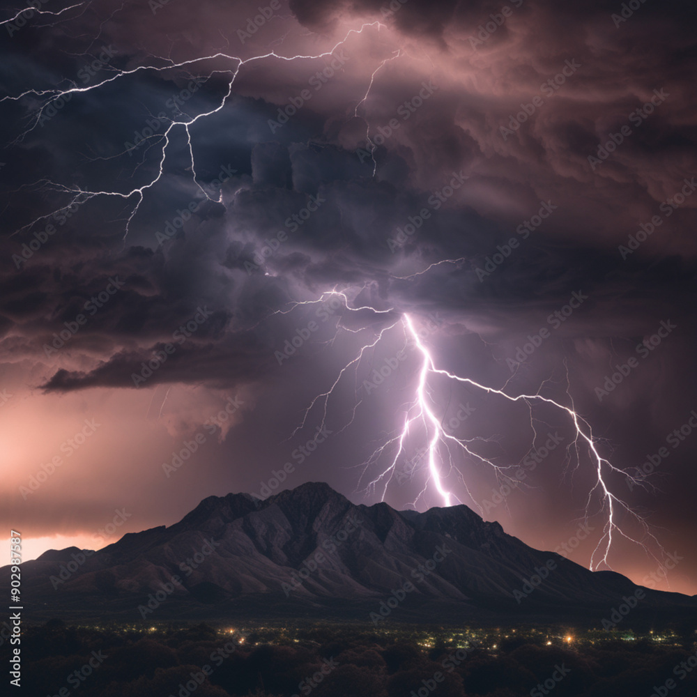 A Dramatic Image Of A Thunderstorm Over A Mountain Range With Lightning Illuminating The Dark Skies Landscape Photography