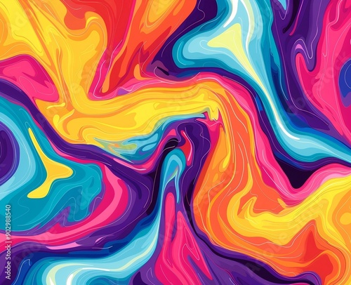 Abstract Vector Artwork with Dynamic Swirls and Bright Colors 