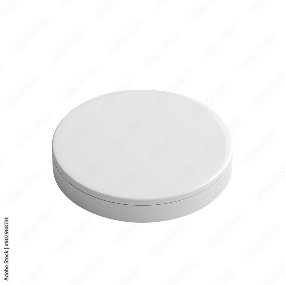 Minimalist white round tin container isolated on a transparent background. perfect for packaging design, branding, and product mockups.