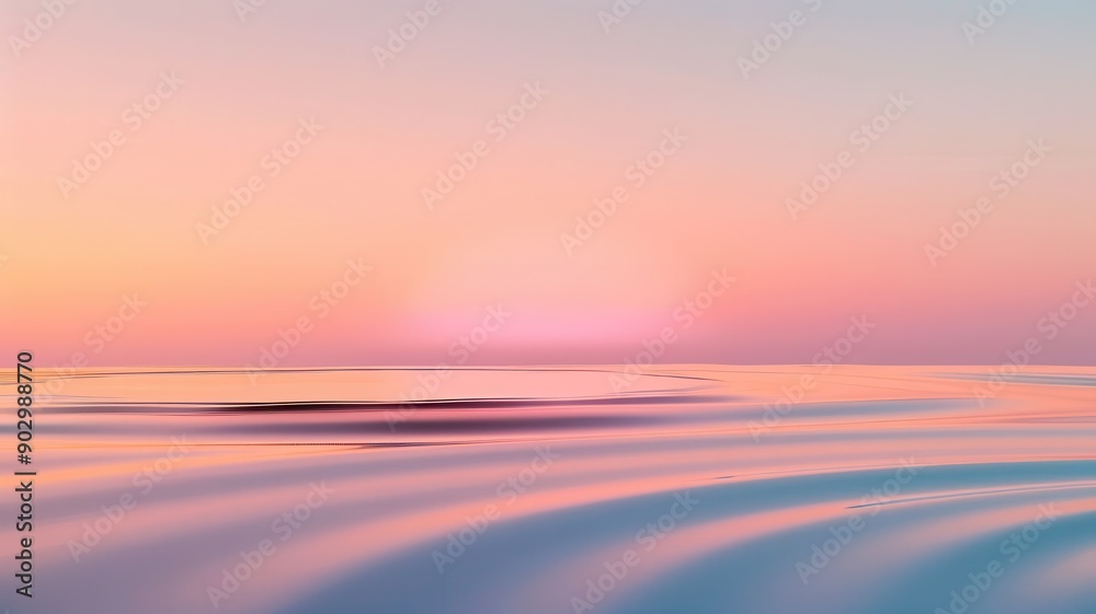 Obraz premium Tranquil sunset over water with serene pastel colors creating a peaceful atmosphere, perfect for relaxation and inspiration.