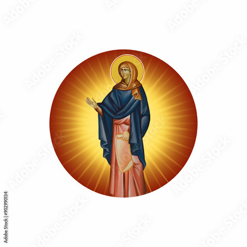 Anna the Prophetess, Orthodox illustration of Angel in Byzantine style 