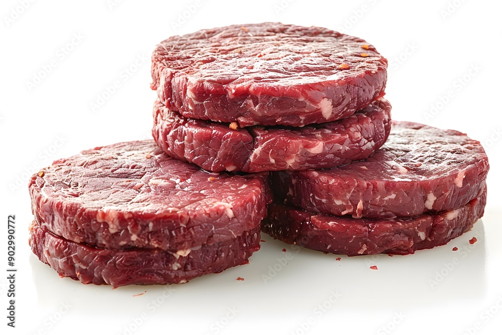 Freshly Ground Beef Patties Stacked for Grilling Delight Freshly Ground Beef Patties Stacked for Grilling Delight