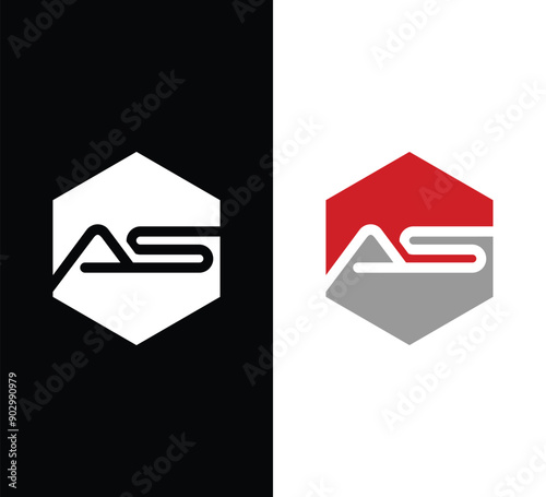 AS monogram letter logo design in hexagon
