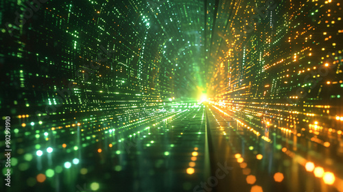 Digital Binary Code Streams in Holographic Interface with Copy Space for Technology Concepts