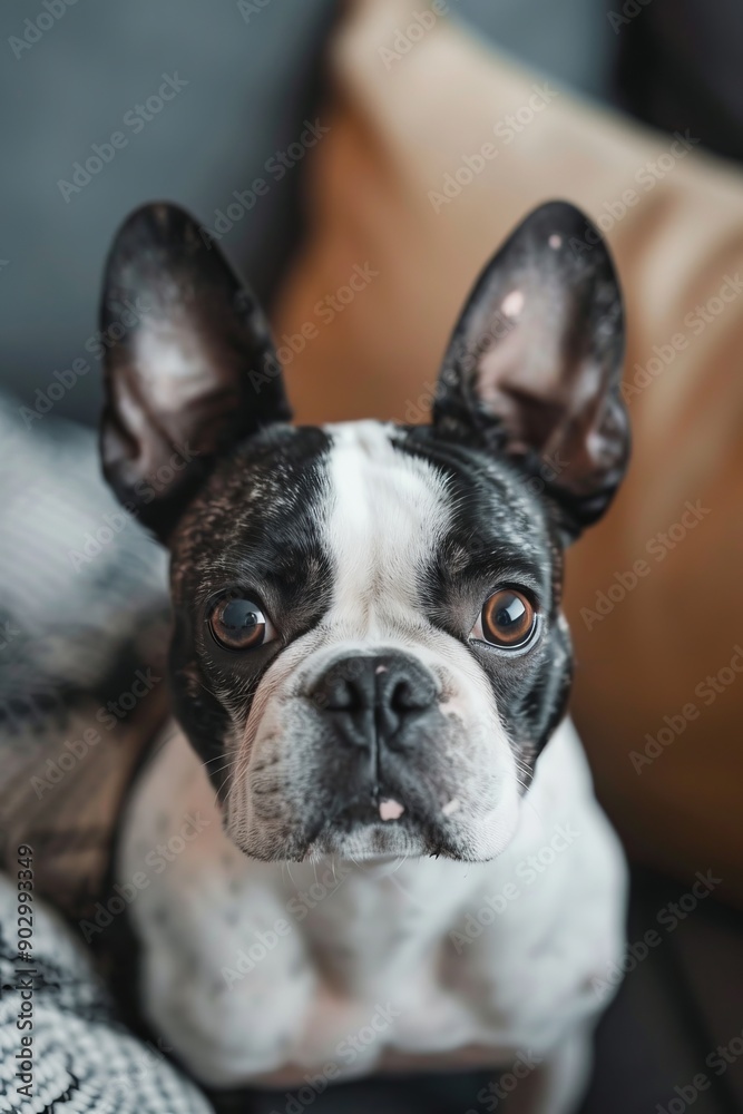 Boston Terrier Close-Up with Curious Expression