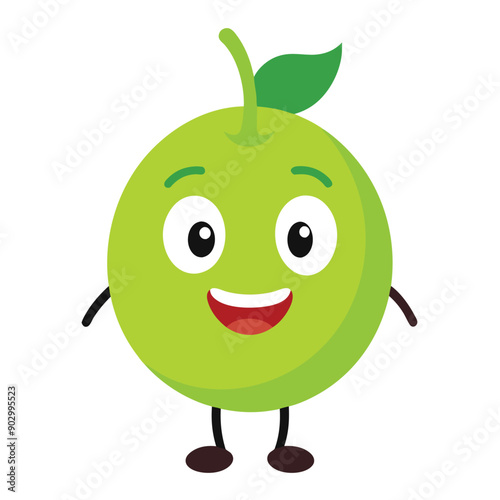 a funny dancing Gooseberry , cartoon character, vector illustration, isolated white background 