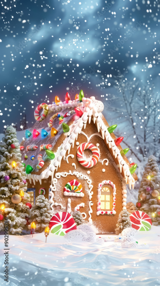 Christmas Gingerbread House with Peppermint Candy Christmas Gingerbread House with Peppermint Candy