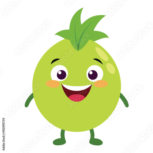 a funny dancing Gooseberry , cartoon character, vector illustration, isolated white background 