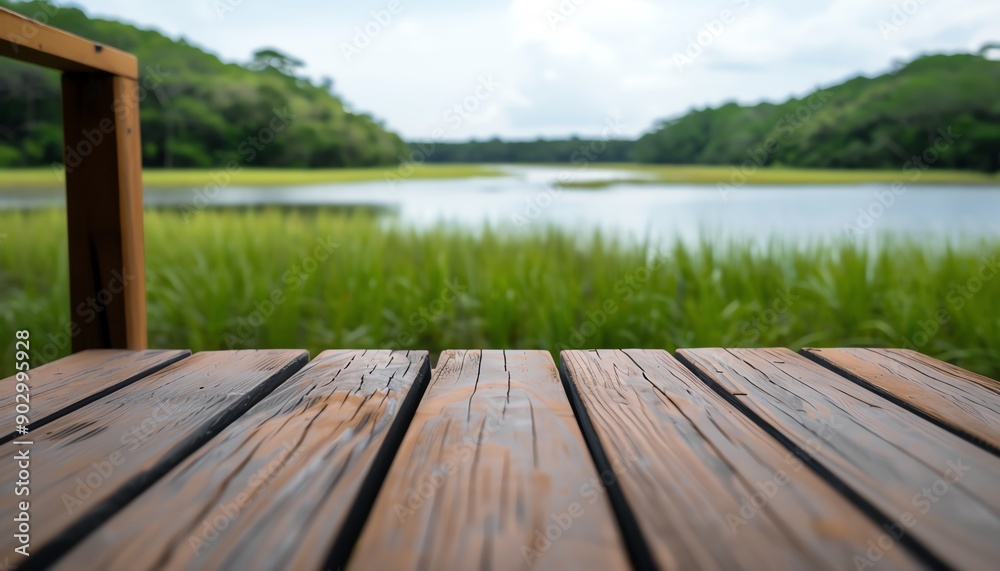 Fototapeta premium Nature reserve with wetland observation platforms, protected area, wildlife observation