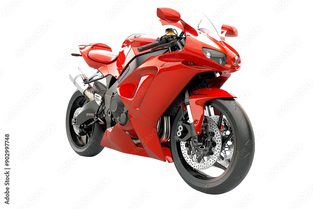 Modern sports bike with aerodynamic features isolated on transparent background Modern sports bike with aerodynamic features isolated on transparent background