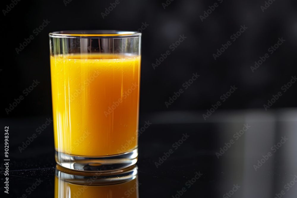 Glass of Orange Juice on Black Surface Glass of Orange Juice on Black Surface