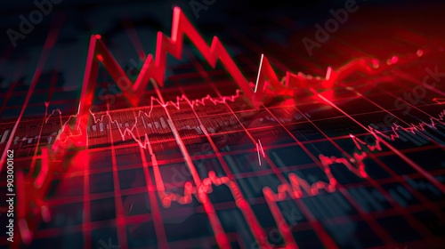 Wallpaper Mural Red line descending on a stock chart, symbolizing economic downturn and negative market performance Torontodigital.ca