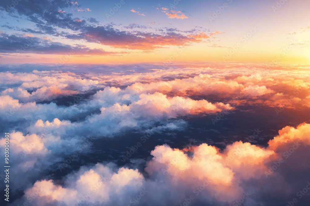 Obraz premium Bird's eye view of the sky and the land below