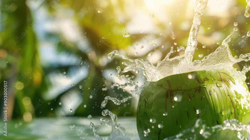 Coconut water explosion offering a naturally hydrating and refreshing drink