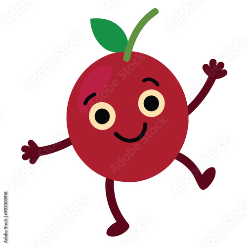 a funny smiling Currant, cartoon character, vector illustration,  