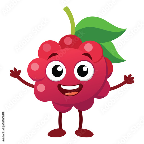 a funny smiling Currant, cartoon character, vector illustration,  