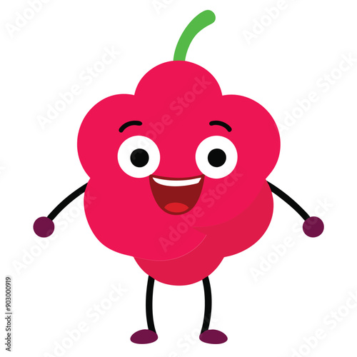 a funny smiling Currant, cartoon character, vector illustration,  