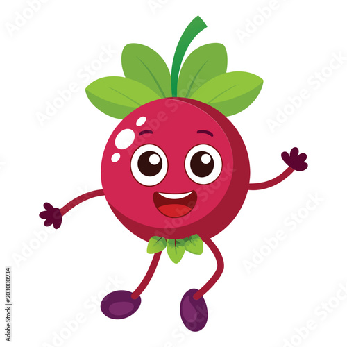 a funny smiling Currant, cartoon character, vector illustration,  