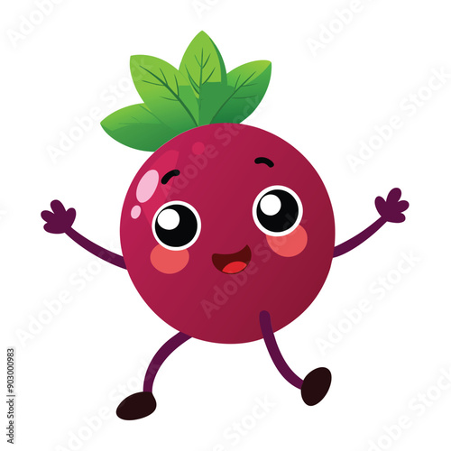 a funny smiling Currant, cartoon character, vector illustration,  