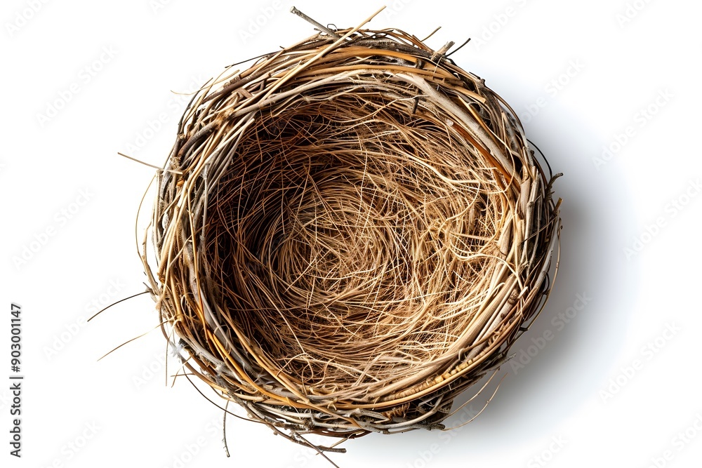 A Simple, Natural Bird's Nest Crafted from Twigs and Grass A Simple, Natural Bird's Nest Crafted from Twigs and Grass