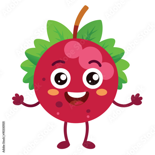 a funny smiling Currant, cartoon character, vector illustration,  