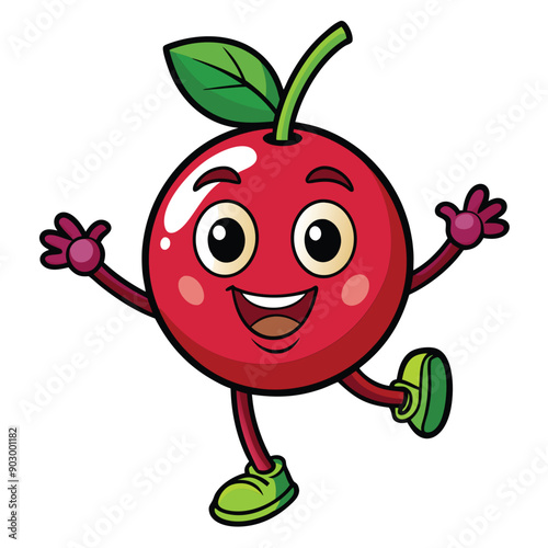 a funny smiling Currant, cartoon character, vector illustration,  