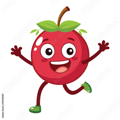 a funny smiling Currant, cartoon character, vector illustration,  