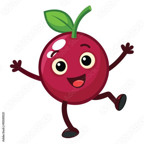 a funny smiling Currant, cartoon character, vector illustration,  
