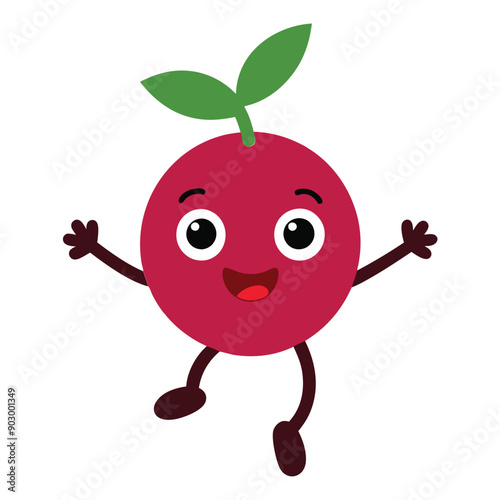 a funny smiling Currant, cartoon character, vector illustration,  