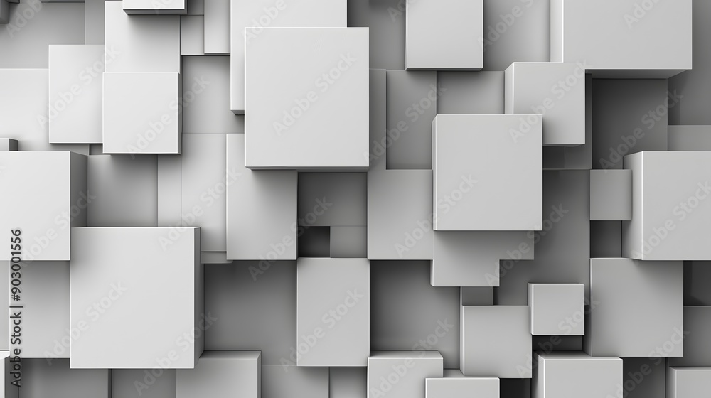 An elegant 3D geometric background with overlapping squares in shades of gray and white An elegant 3D geometric background with overlapping squares in shades of gray and white