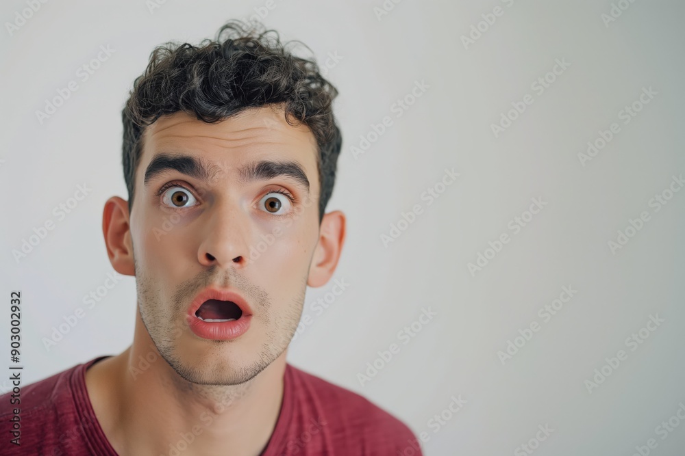 Shocked man with wide open eyes on white background Shocked man with wide open eyes on white background